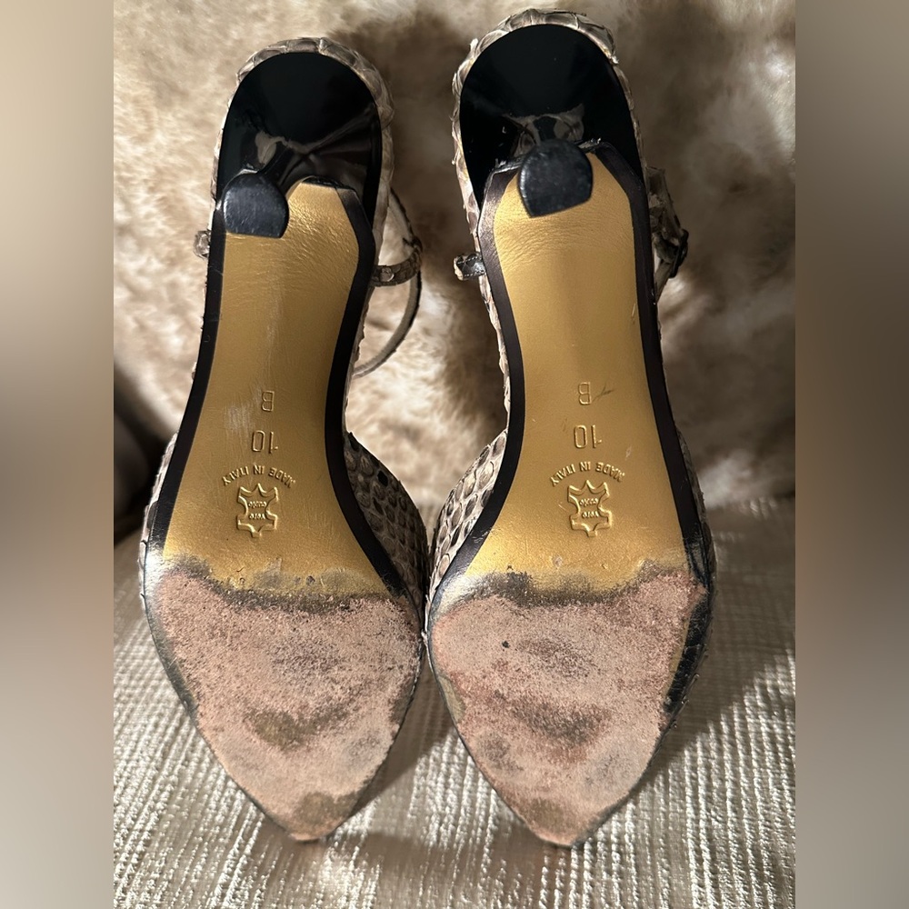Stuart Weitzman for Mr. Seymor Vintage Snakeskin Strappy Heels - Picture 7 of 11
